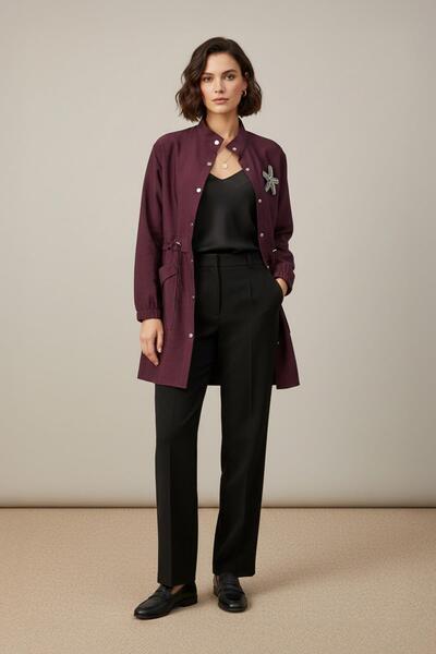 Puane Kadın Beli Tünelli ve Aksesuarlı Tunik - 10741TUN - BURGUNDY