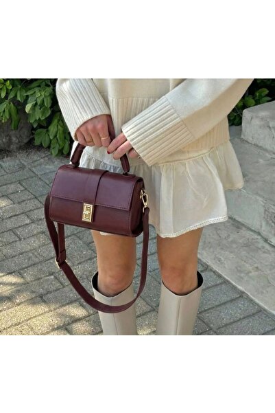 ÖZÜM TAKI Geantă de umăr și de braț pentru femei, roșu claret