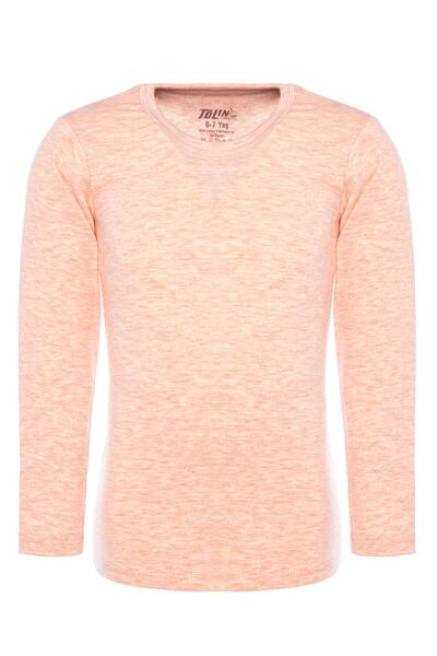 TOLIN Дългоръкавна термо блуза за момичета, памучна смес, еластична, розова меланж 6490