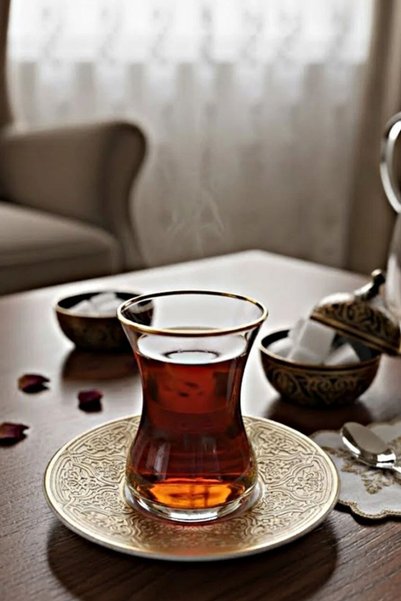 DECOSTYLE Samanyolu İncebelli 12 Piece Tea Set – Gold Porcelain Plate |   Premium