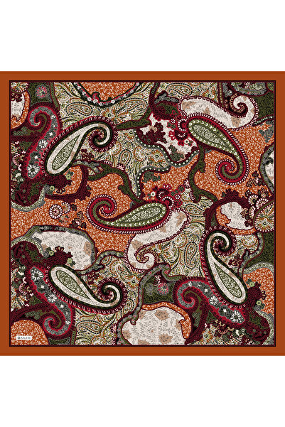 Aker Turuncu Etnik Desenli Soft Touch Eşarp