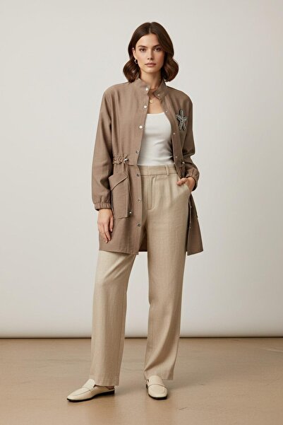 Puane Kadın Beli Tünelli ve Aksesuarlı Tunik - 10741TUN - MINK