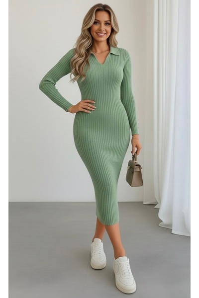 rengamoda Dámské úpletové šaty s výstřihem do V