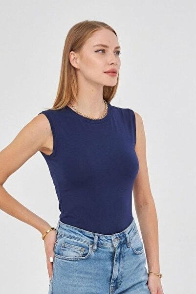 Irmak Kerekli Body cu mâneci zero cu decolteu Badi Viscose Lycra 109