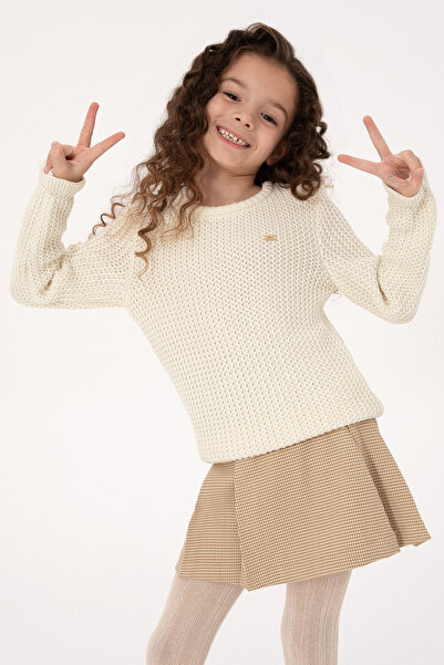 U.S. Polo Assn. سترة كريمية برقبة دائرية للفتيات 50316269-VR256