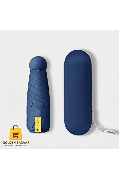 GOLDEN BAZAAR Fiber Çantalı Kılıflı Kapsül Şemsiye Lacivert