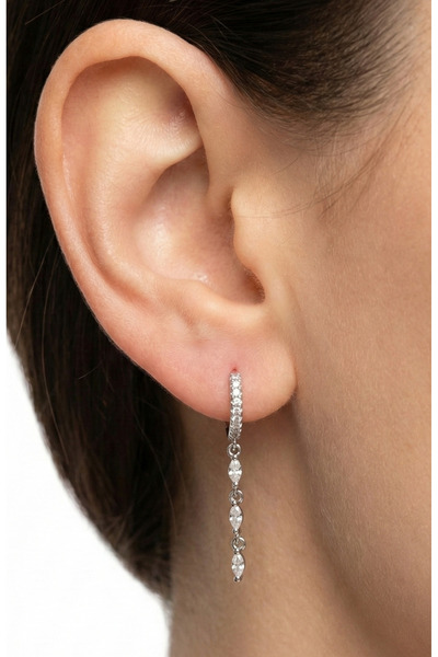 alysa jewelry Cerrahi Çelik sallantılı 8mm halka zirkon taşlı küpe Piercing l...