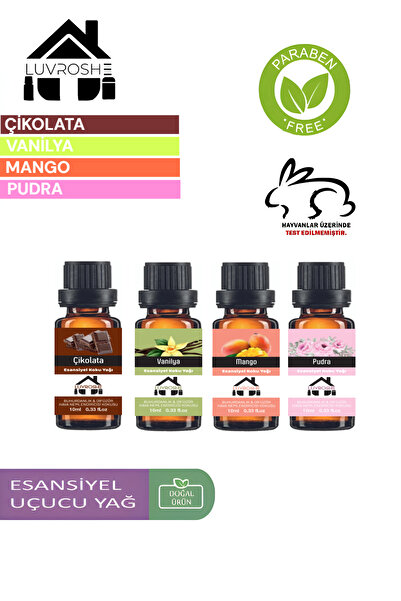 luvroshe 4'lü set Uçucu Yağ Buhurdanlık Esansı Oda Kokusu Esansiyel Yağ 10ml ...