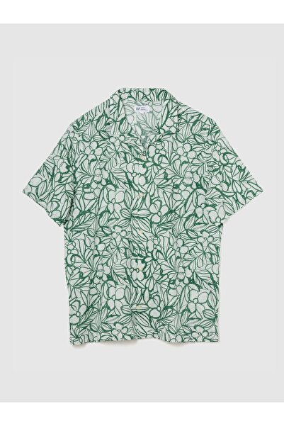 GAP Erkek Yeşil Keten Karışımlı Standard Fit Vacay Gömlek