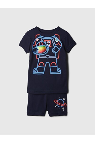 GAP Bebek Lacivert Organik Pamuk Desenli Pijama Takımı