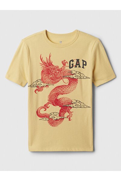 GAP Erkek Çocuk Sarı Grafikli T-Shirt