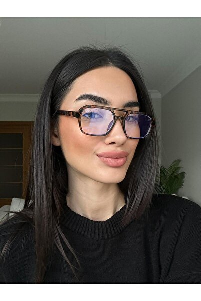 funeyes Desa Double Bridge Leopard Pattern Blue Light Protection Computer Glasses Glass Can Be Replaced