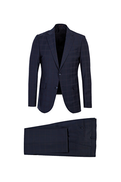 Abdullah Kiğılı 7 Drop slim fit Dar croială Costum în carouri din lână