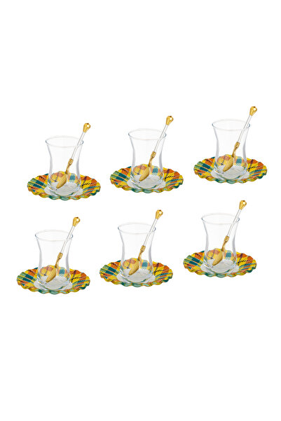 Dania طقم شاي زجاجي تركي مكون من 18 قطعة