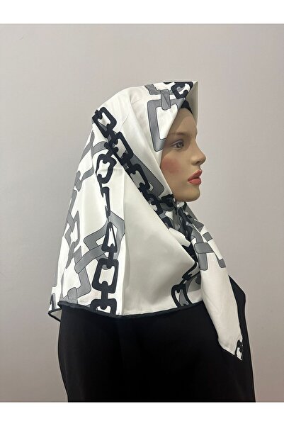 LadyCoco وشاح رويان لامع باللون الأبيض الكريمي