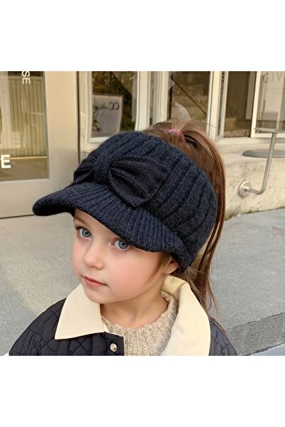 GlassySKY (5-10Yaş) Uzun Saçlar İçin Üstü Açık Fiyonklu Astarlı Beyzbol Tarzı...