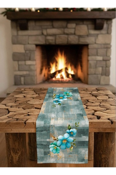 MİNOZA Διακοσμητικό τραπεζοστρώμα με ψηφιακή εκτύπωση και πράσινο φλοράλ σχέδιο