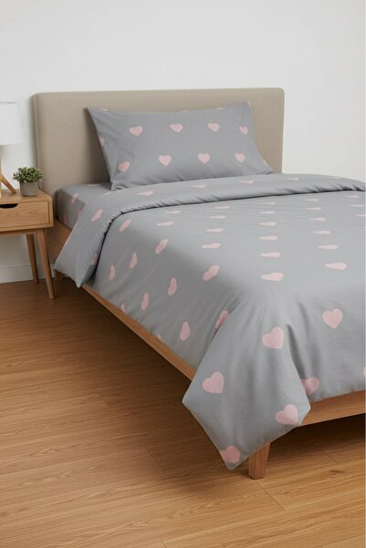 Gasel Home طقم غطاء لحاف من القطن بتصميم قلب فردي - مرن