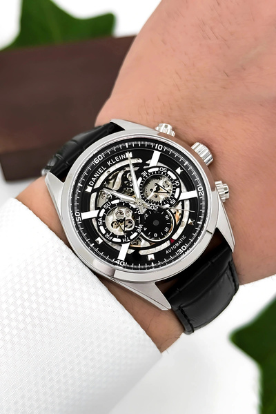 Daniel Klein Deri Kordon Çelik Kasa Otomatik Mekanizma Erkek Kol Saati Siyah ...