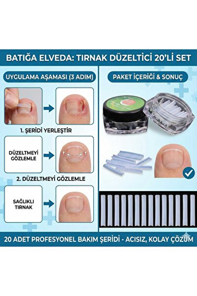 LOVYCO Batık Tırnak Düzeltici Plastik Şeritler 20 Adet