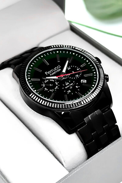 Ferrucci Function Men's Wristwatch Steel Cord Black Bracelet Gift 3Atm Sdfer170