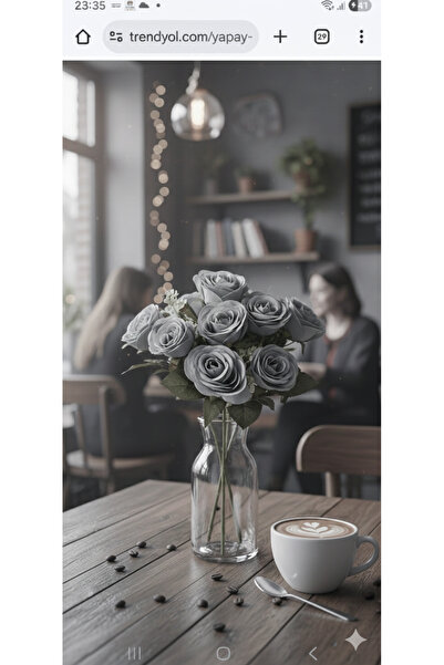 yapay çiçek evi 7 kafalı açık mavi lotus gülü ev dekorasyon vazo süsü