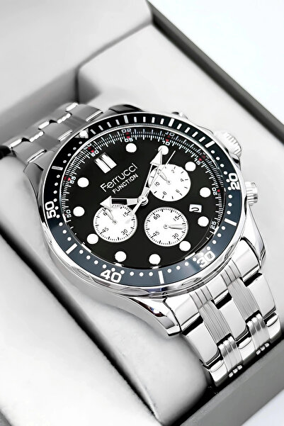 Ferrucci Function Erkek Kol Saati Gümüş-yeşil Çelik Kordon 3atm Suya Dayanıkl...