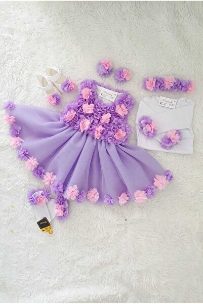 GOLD TEKSTİL Baby Girl Laser Floral, Purple, Special Occasion, Mevlit, Eid an...