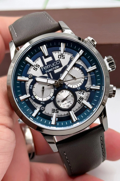 Ferrucci Function Füme Deri Kordon Erkek Kol Saati 3atm Bileklik Hediyeli Sdfer140