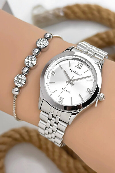 Ferrucci Çelik Kordon & Özel Tasarım, Kadın Kol Saati, 3ATM Suya Dayanıklı Gümüş sdfer157