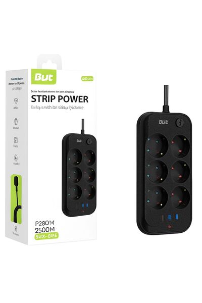 Blic 6'lı Çoklu Priz–2 USB+1 Type-C Hızlı Şarj Girişli,Termal Akım ve Çocuk Korumalı, Uzatma Prizi