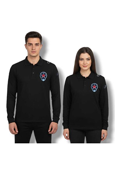 MODANKA Özel Güvenlik Tişört Pamuklu Polo Yaka Uzun Kol Kalın Yumuşak Kadın E...