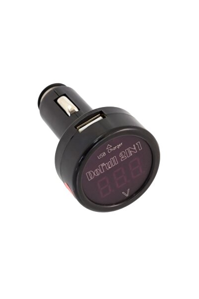 Avex Încărcător auto pentru telefon și voltmetru digital auto, 2 în 1, 12V-24V