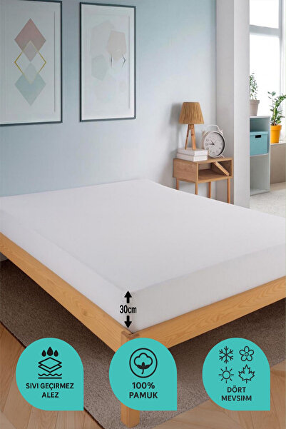 TEXTİLEGARDEN %100 Pamuk alez Sıvı/su Geçirmez Tek/çift/battal Boy Yatak Koruyucu Nefes Alabilen Lastikli Fitted