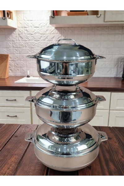 AR HOME مجموعة علب طعام 3 قطع من الفولاذ المقاوم للصدأ (1500-2500-3500)12619-2