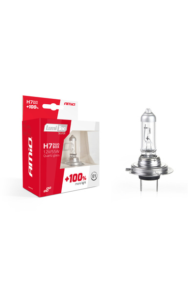 AMIO Set becuri halogen H7 12V 55W LumiTec SILVER + 100% DUO BOX