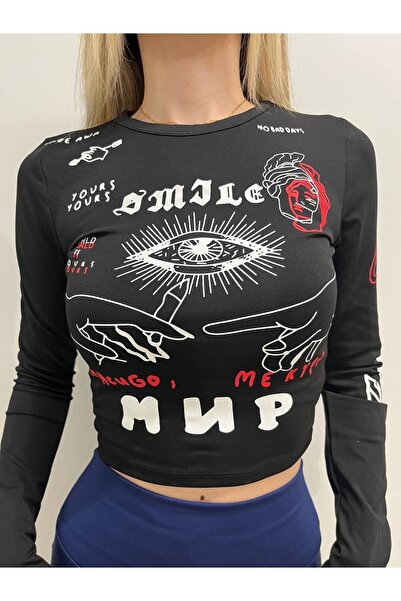 franky B Дамски принт топ с тясна кройка