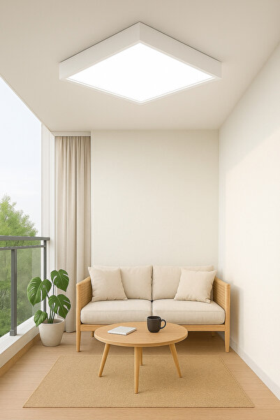 Öndermob Ahşap Beyaz Çerçeveli Led Panel Aydınlatma Enerji Tasarruflu Avize 6...