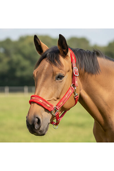 EL YAPIMI Peluşlu Sentetik Yular Kırmızı