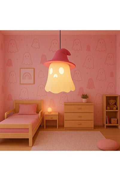 Atsutech Sevimli Sarkıt Hayalet Avize - Cadı Şapkalı 3D Baskı Gece Lambası - ...