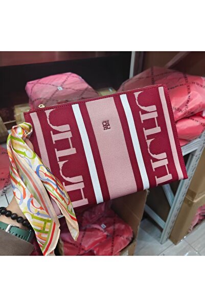 CILMI HARVILL CHHC حقيبة كلاتش نسائية مستطيلة من القماش من CHCH - إغلاق بسحاب، وحزام معصم، ووشاح مميز للعمل