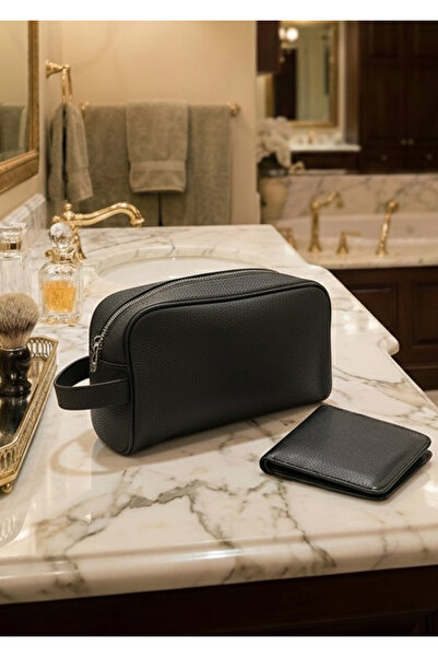 Duke Nickle Erkek Siyah Vegan Deri Portföy El Çantası Ve Klasik Cüzdan Seti – Fonksiyonel Ve Şık Tasarım