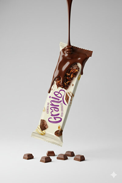 GRANIO Sütlü Çikolata Kaplamalı Tiramisu Aromalı Karamelize Bisküvili Tahıl Bar 40 gr X 12 Adet