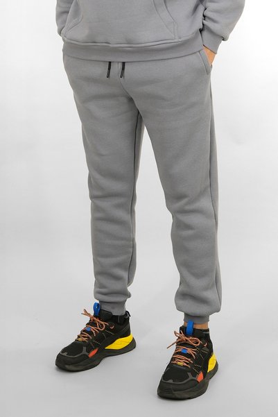 Souris Men's Comfortable Fit Sweatpants Cotton Fleece-Lined Fabric Ribbed Waist Leg 3 Pockets Gray