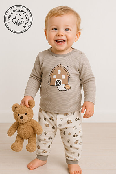 Baharda Nova 100% Organic Cotton Transitional Long Sleeve Baby Pajama Set / G...