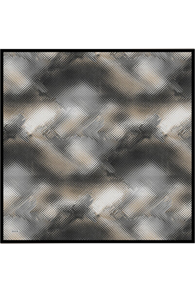 Aker Eșarfă din satin creponat de mătase cu model de perie neagră