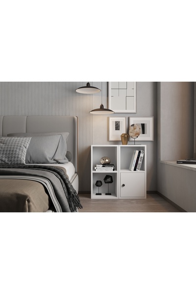 Nettrends Rafli Kapakli Komodin Beyaz 65 Cm Kmd-1009-Ç