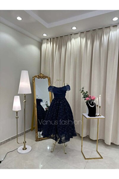 vanus fashion فستان سهرة ميدي ( 2 لونين) 3986