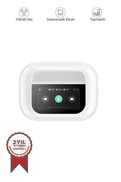 Torima Bluetooth Kulaklık ANC ENC OLED Ekranlı 5.4 Kulaklık A9PRO Beyaz