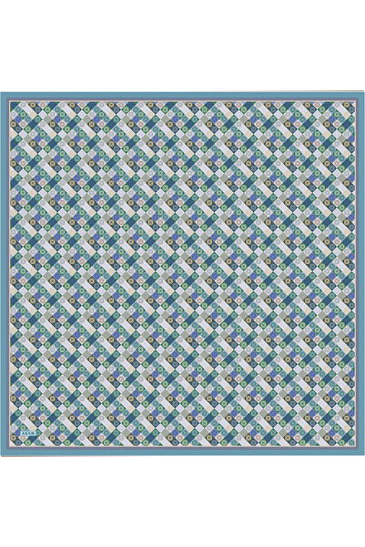 Aker Eșarfă din satin creponat de mătase cu model logo albastru